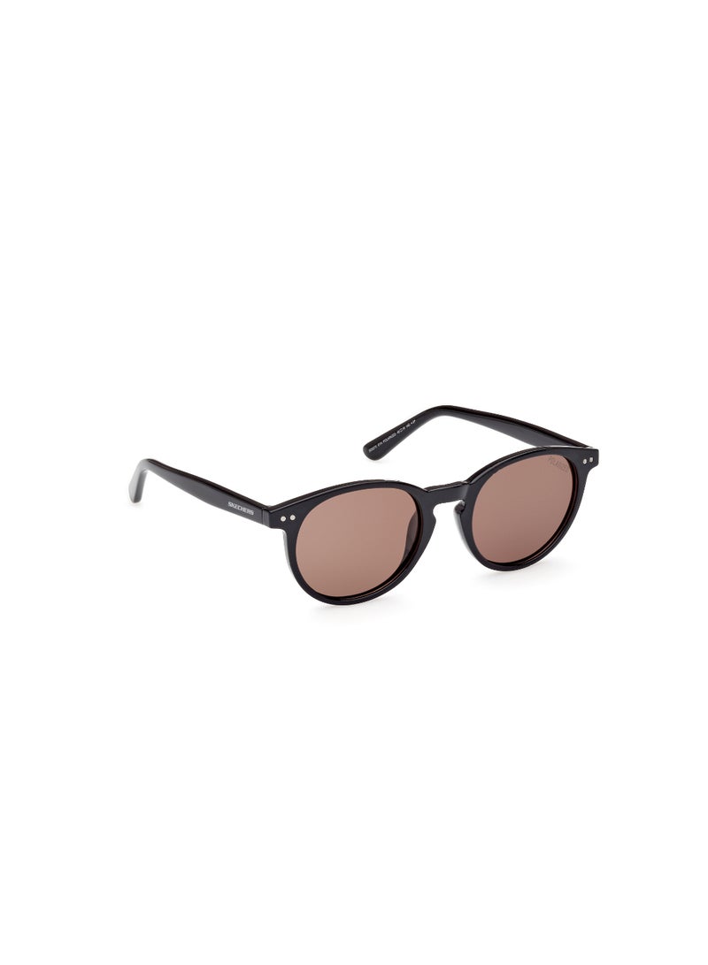 SKECHERS Men's Polarized Round Shape Plastic Sunglasses SE627501H48 - Lens Size: 48 Mm - Shiny Black - Image 3